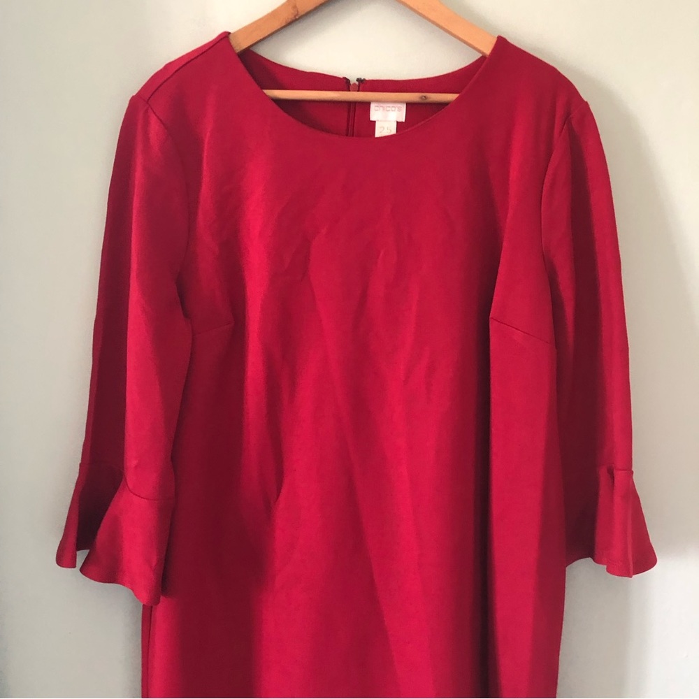 Chico's Red Dress with Flared Sleeves